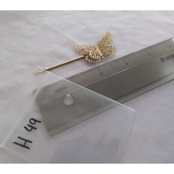Vintage Gold Tone Butterfly Hair Bobby Pin - Picture 3 of 3